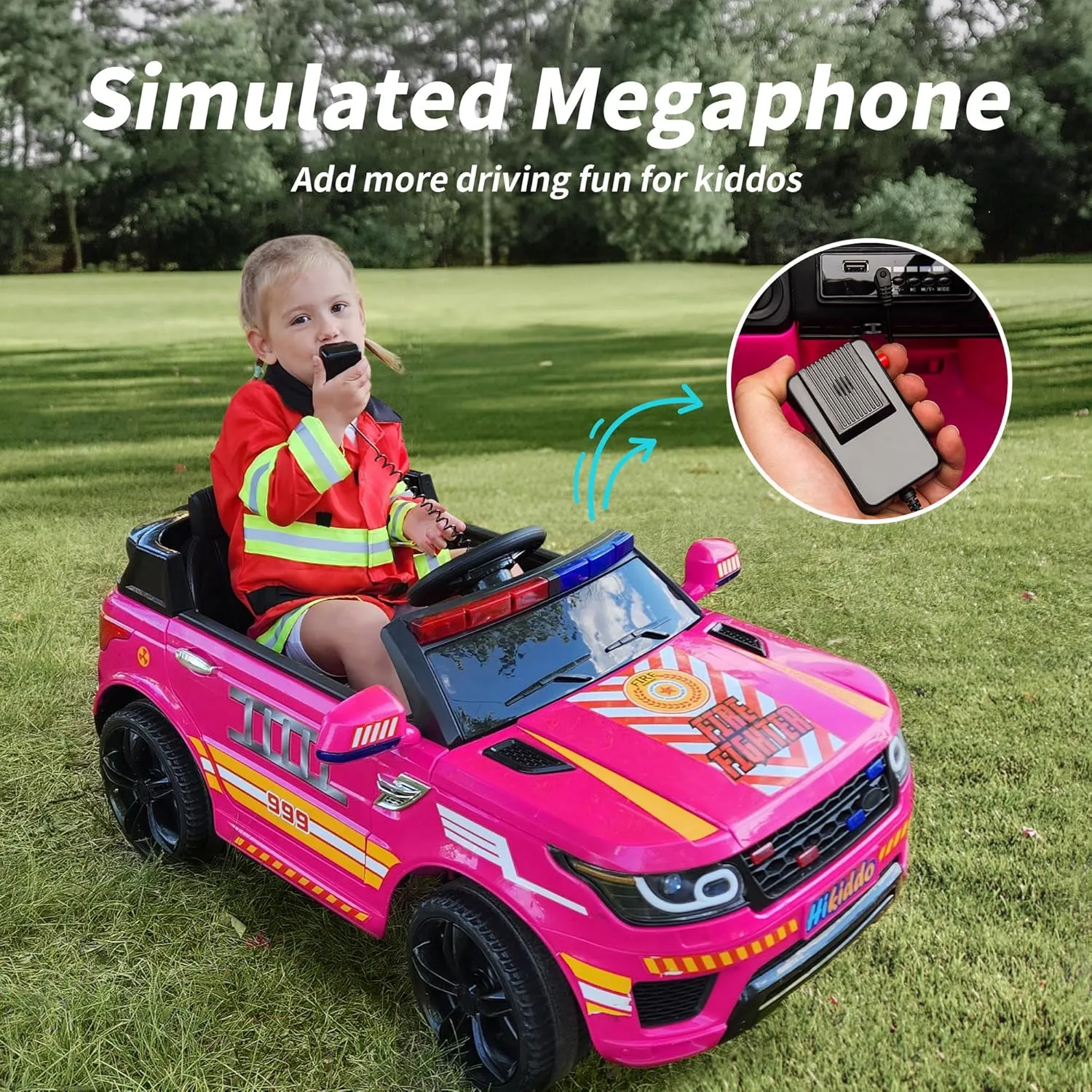 24V Electric Police Ride-On Car for Kids, Ride-On Toy Kids Car w/Parental Remote Control, 2x200W Motors - Pink