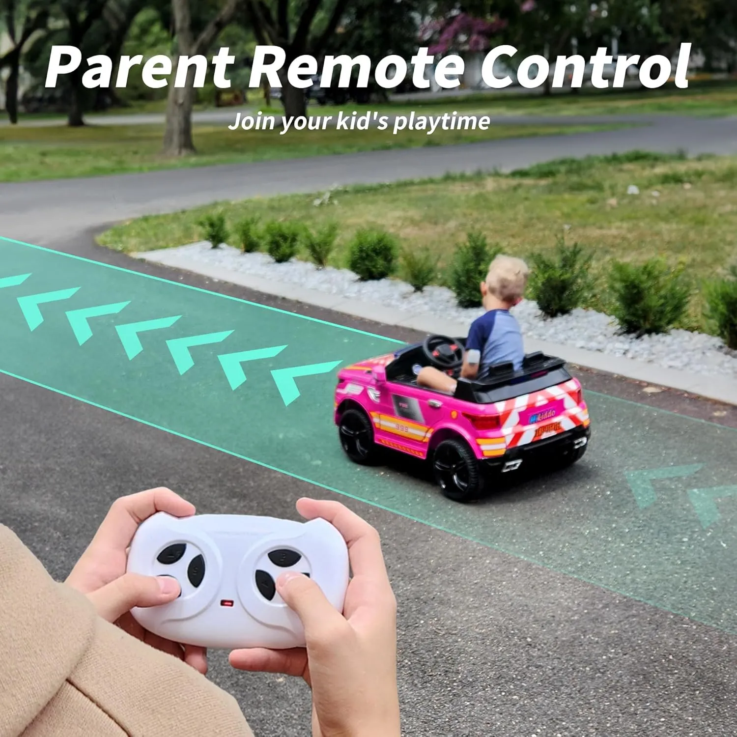 24V Electric Police Ride-On Car for Kids, Ride-On Toy Kids Car w/Parental Remote Control, 2x200W Motors - Pink