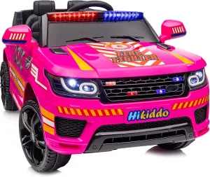 24V Electric Police Ride-On Car for Kids, Ride-On Toy Kids Car w/Parental Remote Control, 2x200W Motors - Pink