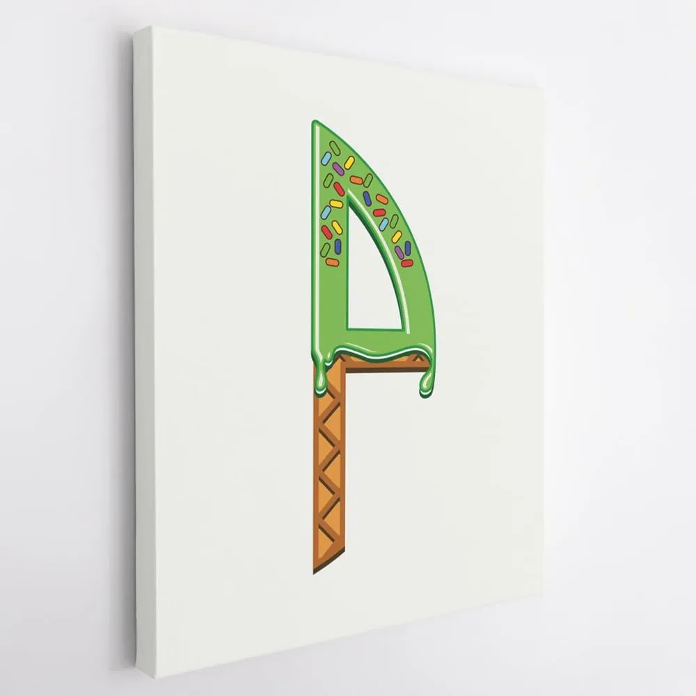 (24x36x1.25 In) Gallery Wrapped Canvas Wall Art Print of Mint Ice Cream Font P - 100% Cotton, Ready to Hang, High-Definition Giclée Printing, Fade-Resistant, Modern Home & | ANDUNCAd533311WH