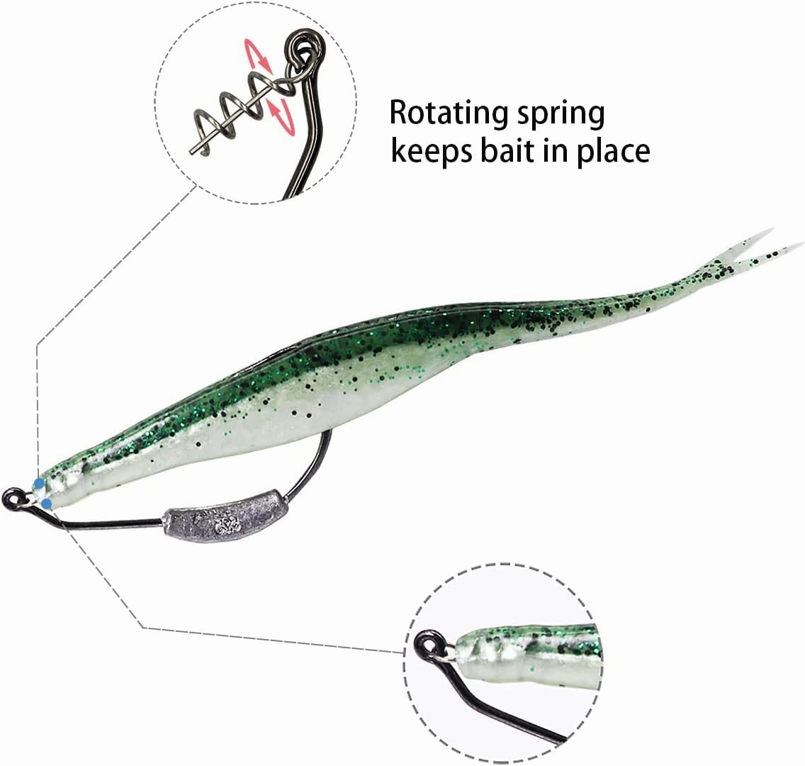 25 Pack Weighted Swimbait Hooks, Jig Heads with Twist Lock, Soft Plastic Worm Fishing Hooks 1/0 2/0 3/0 4/0 5/0