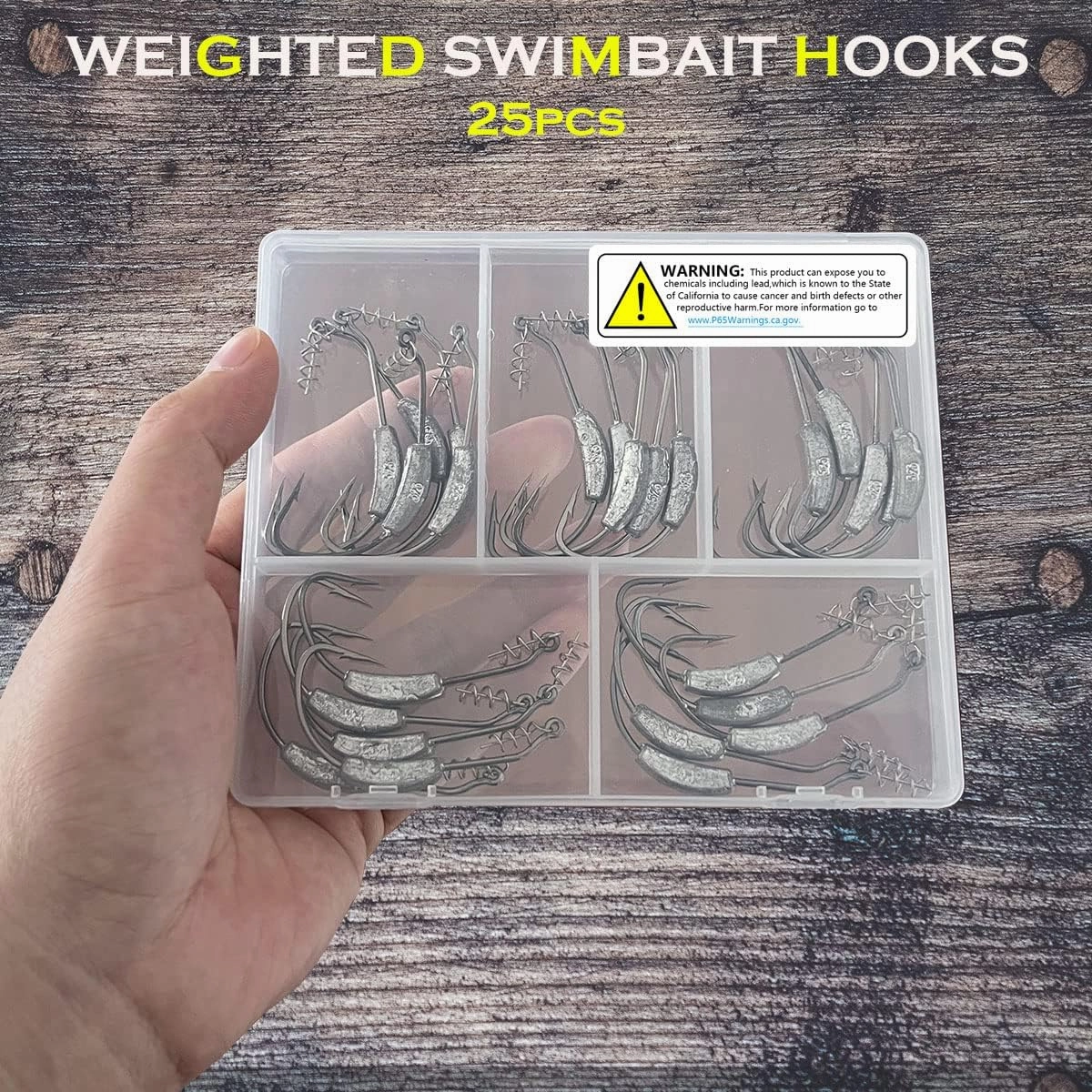 25 Pack Weighted Swimbait Hooks, Jig Heads with Twist Lock, Soft Plastic Worm Fishing Hooks 1/0 2/0 3/0 4/0 5/0