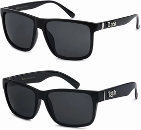 2 Pack CLASSIC LOCS Black Sunglasses | Mens Gangster Rectangular Cholo Lowrider Shades, 91055   91070
