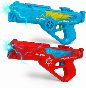 2 Pack Electric Water Guns - Full Automatic Suction Power Soaker Blasters 32 FT Range, Summer Outdoor Pool Auto Squirt Toys for Adults Kids (Red/Blue)