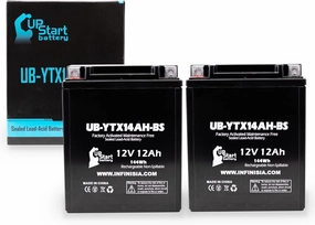 2-Pack UB-YTX14AH-BS Battery Replacement for 1993 Bimota DB2 900 CC Motorcycle - Factory Activated, Maintenance Free, Motorcycle Battery - 12V, 12AH, UpStart Battery Brand