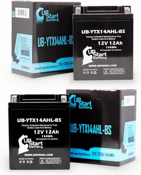 2-Pack UB-YTX14AHL-BS Battery Replacement for 1992 Bimota YB8/YB10 1000 CC Motorcycle - Factory Activated, Maintenance Free, Motorcycle Battery - 12V, 12AH, UpStart Battery Brand