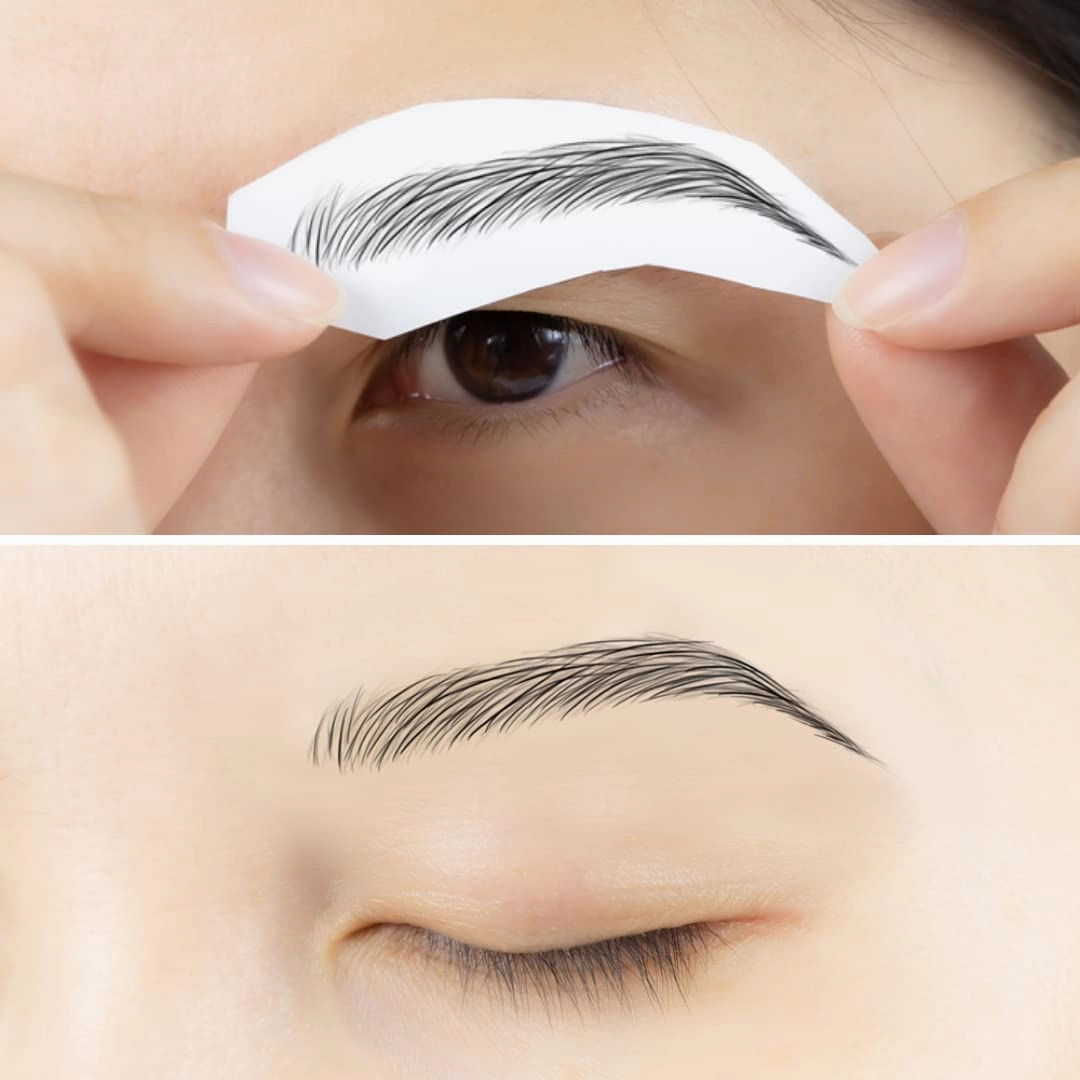 2 Sheets Waterproof Eyebrow Tattoo Stickers, Long Lasting, Natural Looking Fake Eyebrows for Alopecia, Chemo, Cancer Gift. Same Size (Natural Las Vegas, Black)