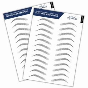 2 Sheets Waterproof Eyebrow Tattoo Stickers, Long Lasting, Natural Looking Fake Eyebrows for Alopecia, Chemo, Cancer Gift. Same Size (Natural Las Vegas, Black)