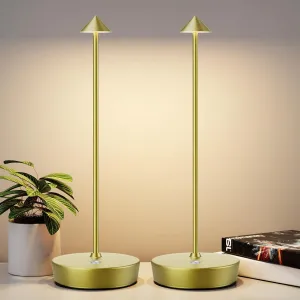 2Pack Rechargeable Cordless Table Lamp, Portable Powered LED Battery 6000mAh Metal USB Desk Lamp, 3 Levels Brightness Light for Restaurants Outdoor (2pack Bronze)