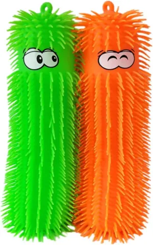 2pcs Caterpillar Puffer Toys Light up Puffer Worms Sensory Squeeze Ball Gifts for Kids Adults New Year Birthday Party Favors (Random Color)