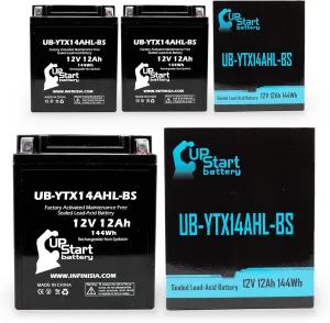 3-Pack UB-YTX14AHL-BS Battery Replacement for Gilera Top Rally, XRT 600 CC Motorcycle - Factory Activated, Maintenance Free, Motorcycle Battery - 12V, 12AH, UpStart Battery Brand