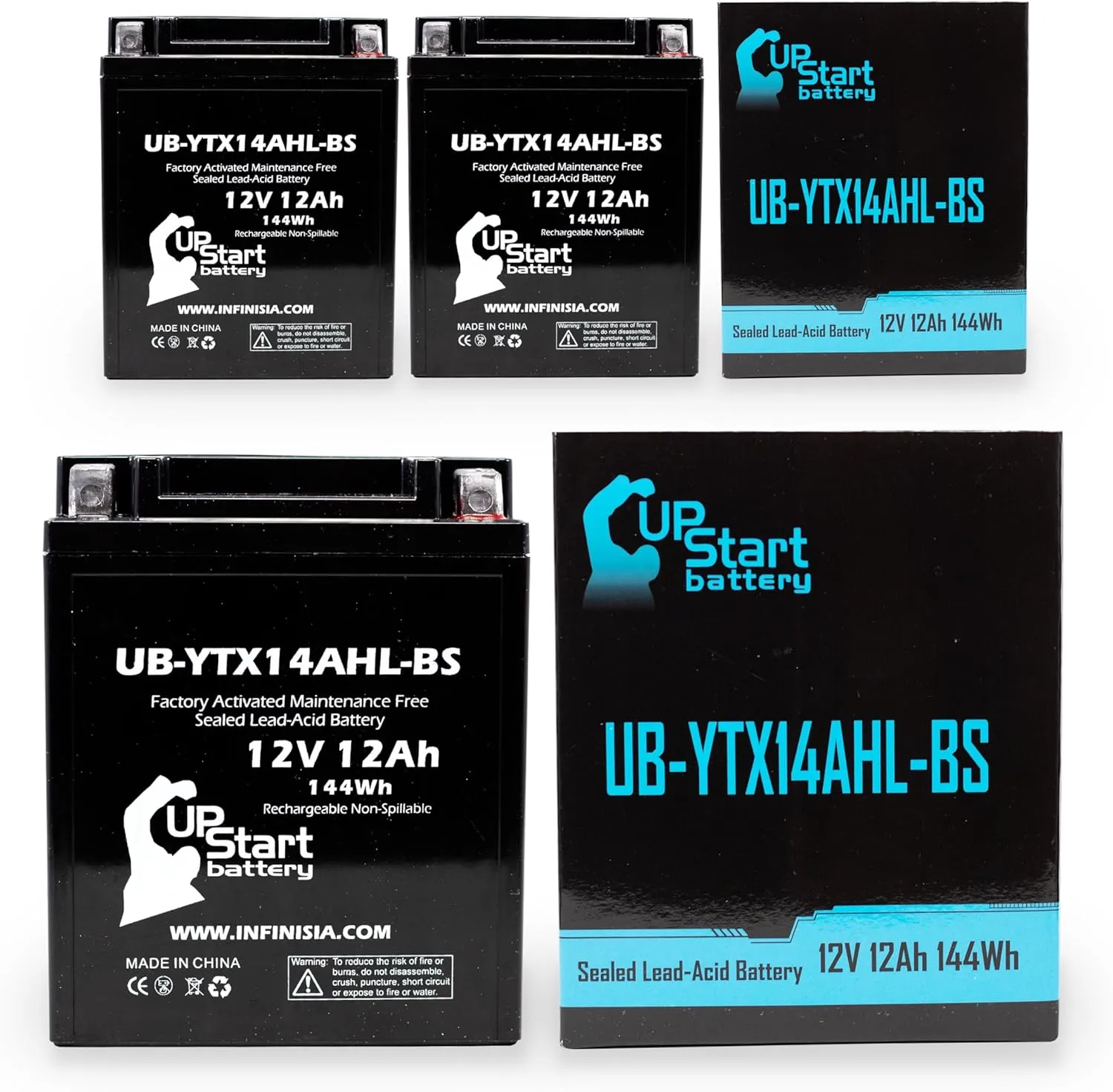 3-Pack UB-YTX14AHL-BS Battery Replacement for Gilera Top Rally, XRT 600 CC Motorcycle - Factory Activated, Maintenance Free, Motorcycle Battery - 12V, 12AH, UpStart Battery Brand