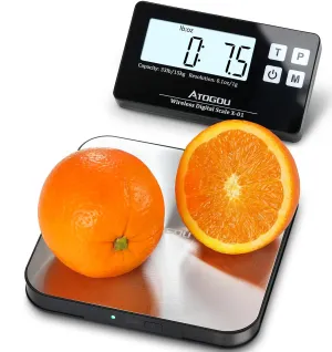 33lb Wireless Kitchen Scale with Remote Display, 1g/0.1oz Precise Graduation, Food-Grade 304 Stainless Steel, Magnetic, Digital Food Scale for Cooking, Postage, Shipping, Etc. Black