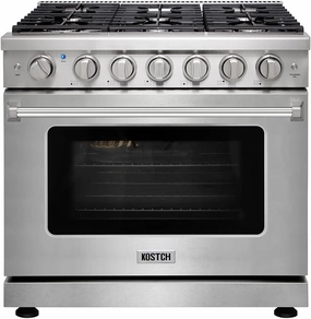 36 inch Professional Freestanding Pro-Style Propane Gas Range with 6 Burners, 6.0 cu.ft. Oven Capacity, in Stainless Steel - KOS-36RG03MLP (Stainless Steel)