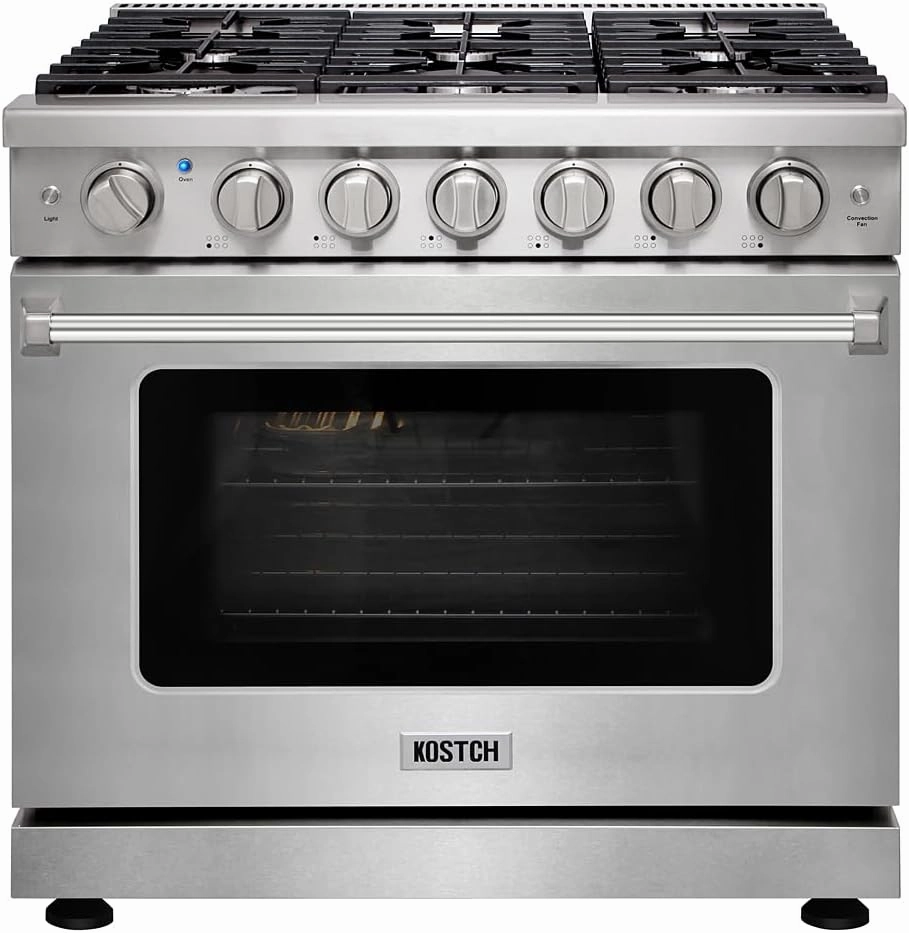 36 inch Professional Freestanding Pro-Style Propane Gas Range with 6 Burners, 6.0 cu.ft. Oven Capacity, in Stainless Steel - KOS-36RG03MLP (Stainless Steel)