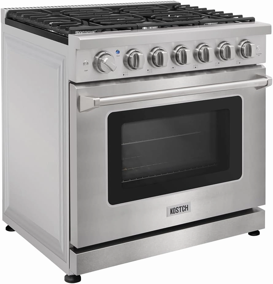 36 inch Professional Freestanding Pro-Style Propane Gas Range with 6 Burners, 6.0 cu.ft. Oven Capacity, in Stainless Steel - KOS-36RG03MLP (Stainless Steel)