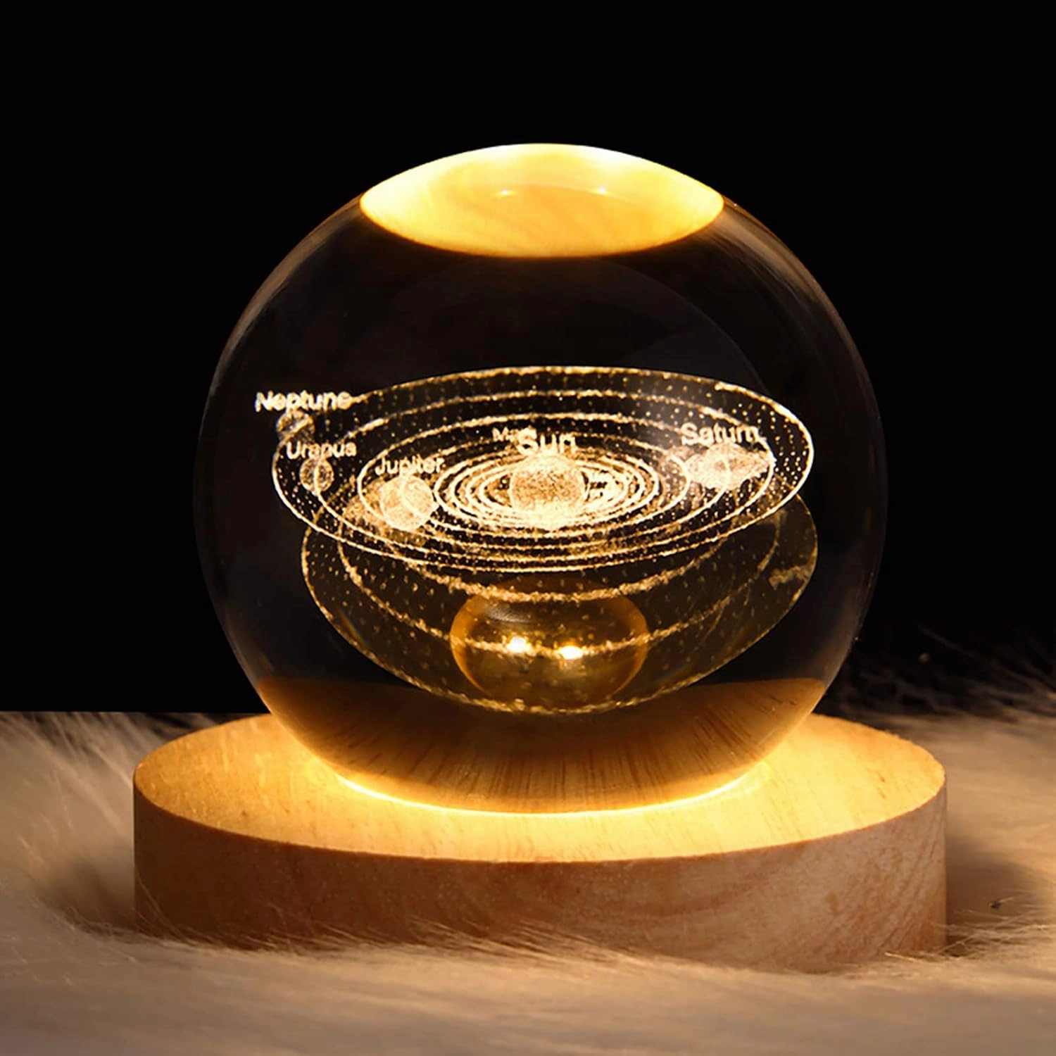 3D Nebula Crystal Ball Night Light for Kids - Glass Ball Night Lamp with Wooden Base - Fantasy Decoration - LED Galaxy Planet Nightlight for Bedroom Decor
