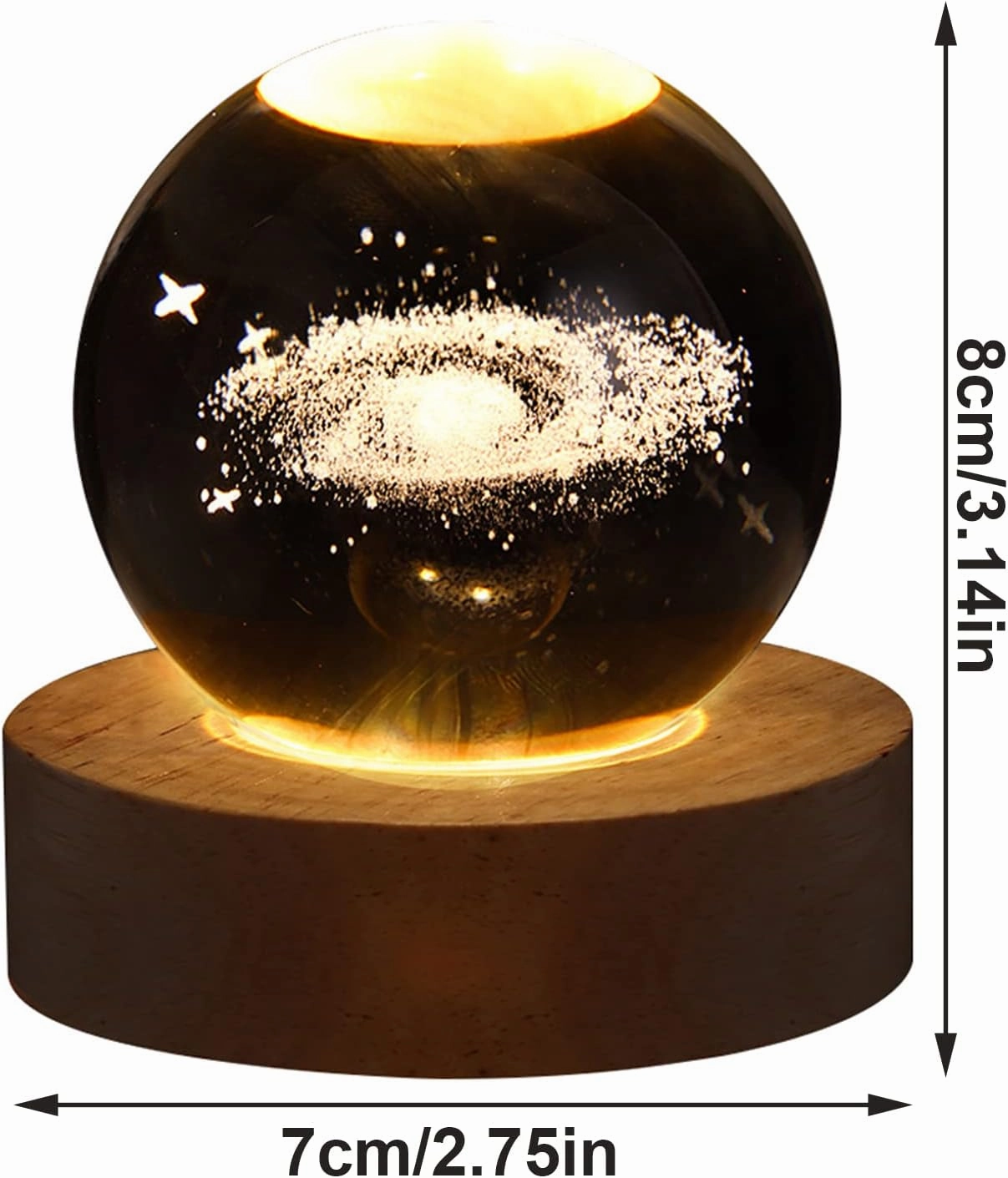 3D Nebula Crystal Ball Night Light for Kids - Glass Ball Night Lamp with Wooden Base - Fantasy Decoration - LED Galaxy Planet Nightlight for Bedroom Decor