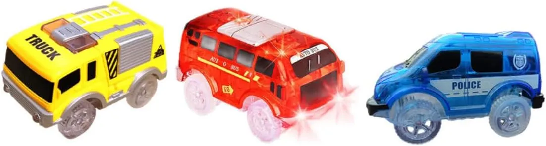 3pcs Boys and Girls Track Car Toy Flashing Led Lights No Battery Required for Playroom and Living Room Decor Promotes Vision Development and Athletic Skills