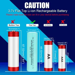 4 Pack 18650 Rechargeable Battery Set, 3000mAh 3.7V Flat Top Battery with Storage Holder Case for Flashlights, Headlamps, Electronic Device