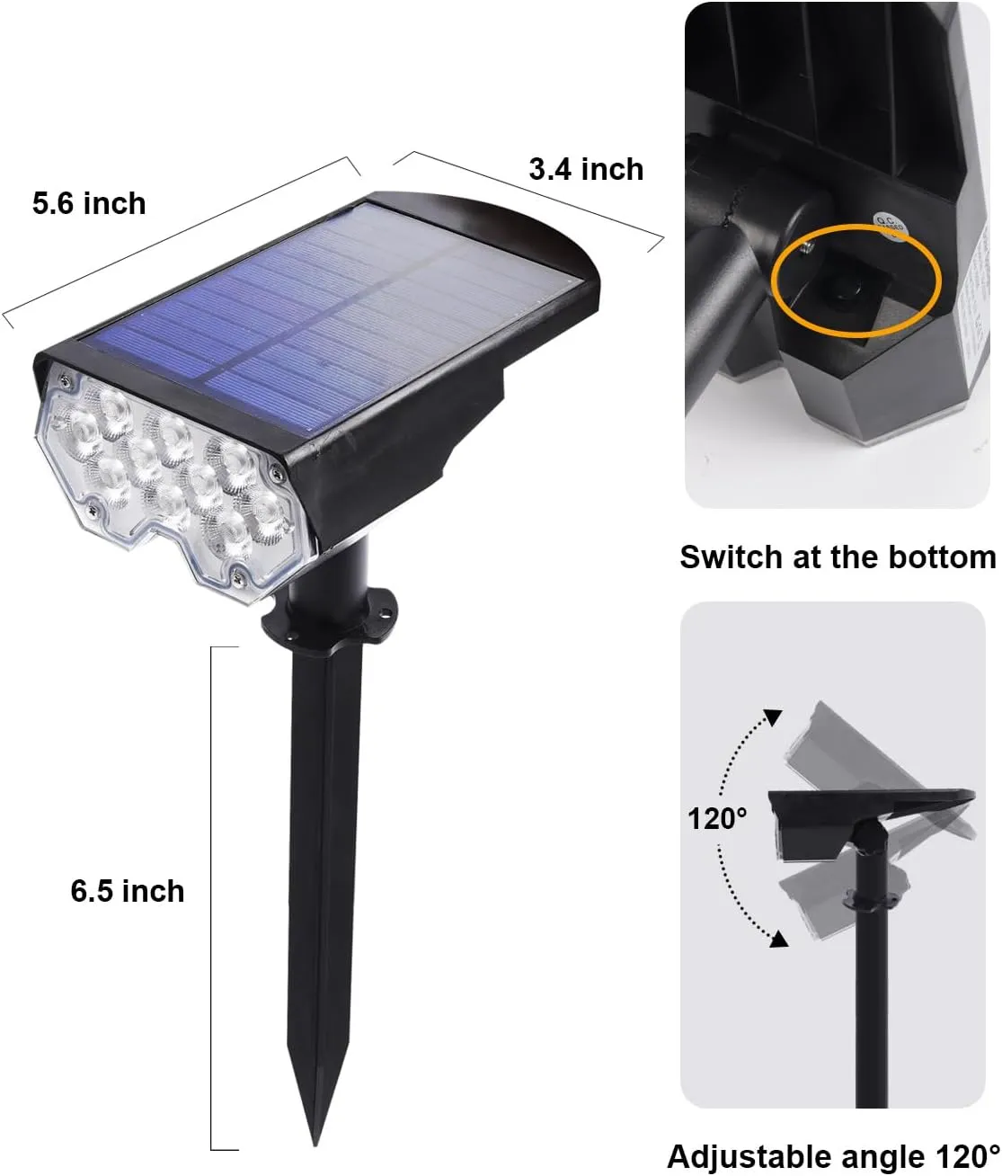 4 Pack Solar Powered Outdoor Spot Lights Outside Waterproof 20 LEDs Landscape Spotlights Dusk to Dawn for House Yard Tree, Plants, Walls, Path, Garden, Statues, Superior Accent Uplighting Cool White