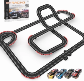 40Ft Slot Racing Car Track for Kids 1:43 Electric Powered Big Race Track Set with 4 Cars and 2 Hand Controllers, Gift Toys for Boys Girls 6,7,8 Years Old