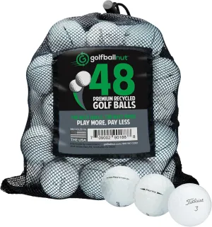 48 Golf Ball Mix for Titleist Pro V1 and Pro V1x - Recycled and Used ProV1 & ProV1x Golf Balls - Includes Mesh Carrying Bag - Good Condition