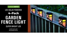 4-Pack LED Solar Powered Garden Fence Lights