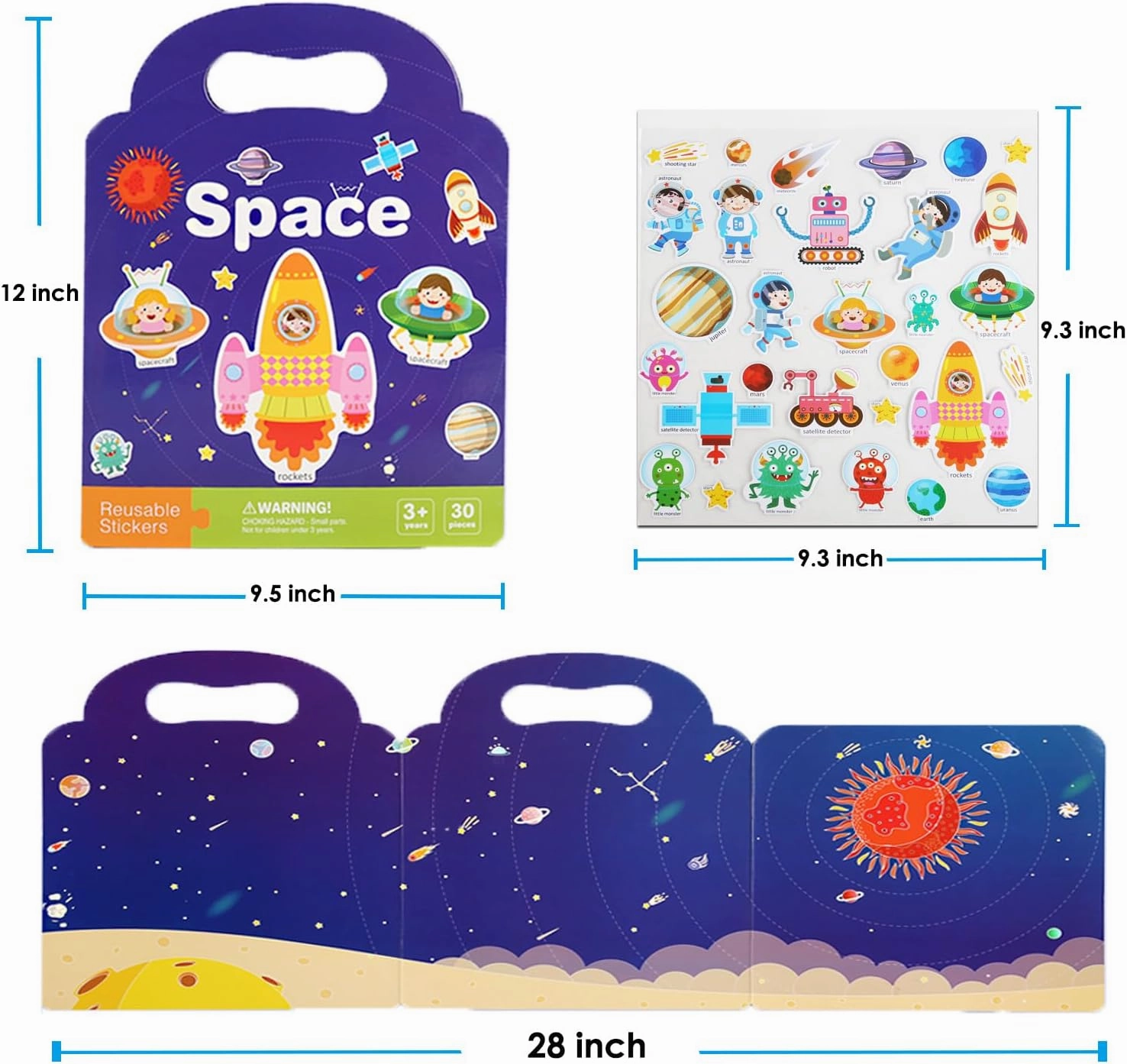 4 Pack Reusable Sticker Books for Toddlers 2-4 Years, Sticker Books for Kids 1-3, Birthday Gifts for Kids Toddler Boys Girls Travel Toys (Animals Insects Space Dinosaur)