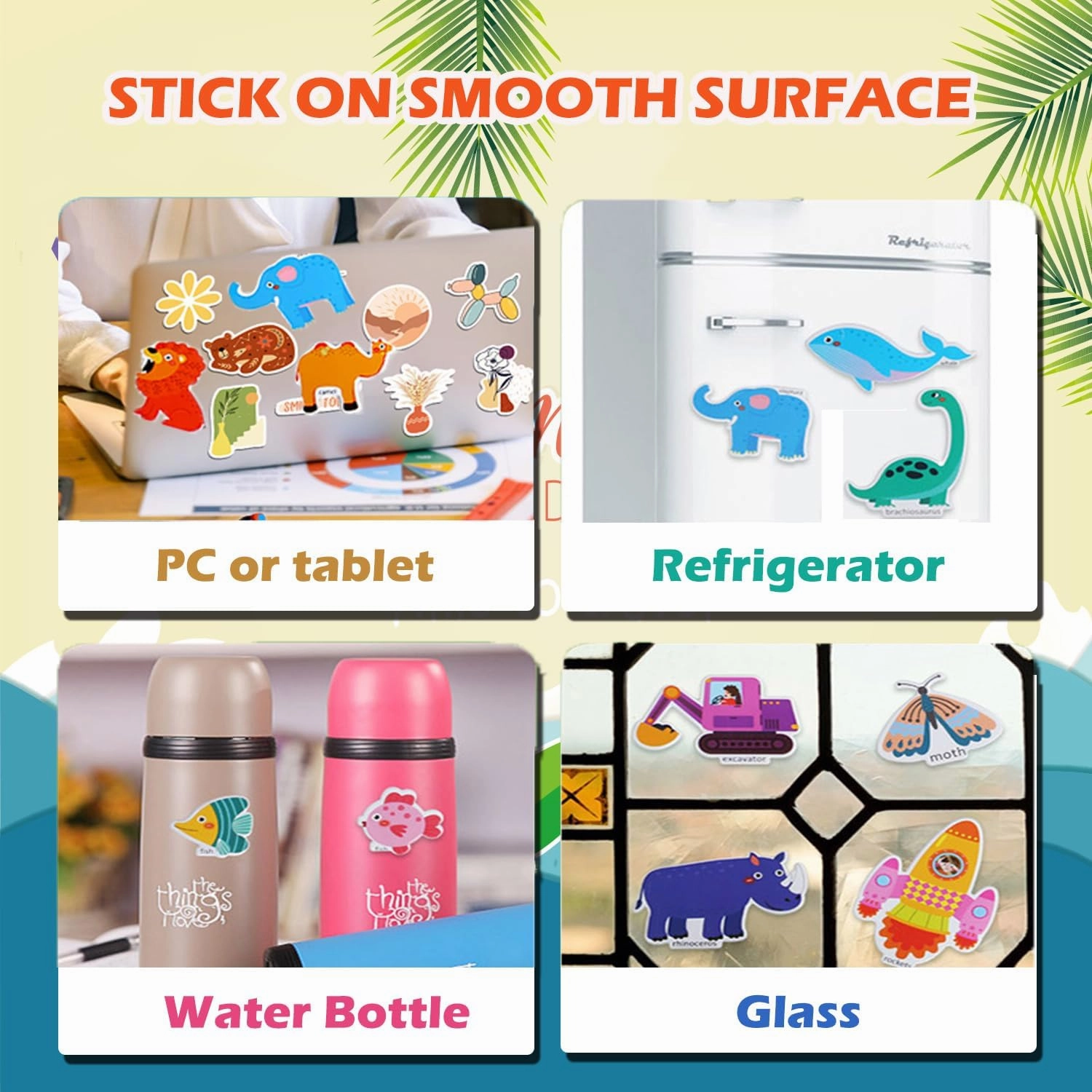 4 Pack Reusable Sticker Books for Toddlers 2-4 Years, Sticker Books for Kids 1-3, Birthday Gifts for Kids Toddler Boys Girls Travel Toys (Animals Insects Space Dinosaur)