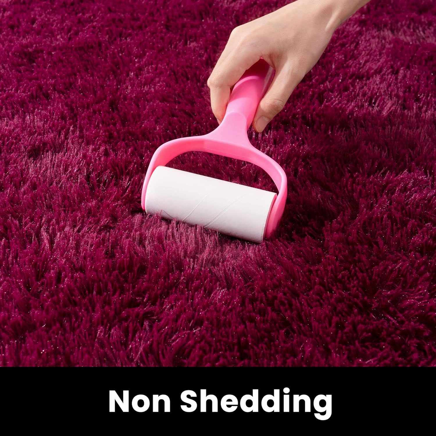 4x6 Rug - Non-Slip Rugs for Living Room - Height Pile 1.4" Plush Rug - Fluffy Throw Carpet for Bedroom - Burgundy