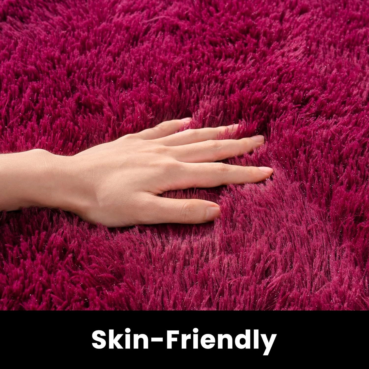 4x6 Rug - Non-Slip Rugs for Living Room - Height Pile 1.4" Plush Rug - Fluffy Throw Carpet for Bedroom - Burgundy