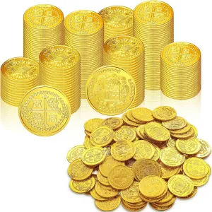 500 Pcs Gold Coins Bulk Pirate Plastic Gold Coin Treasure Coin St. Patrick's Day Party Favor Fake Gold Coin Toy for Pirate Themed Party Treasure Hunt Game Novelty Party Favor