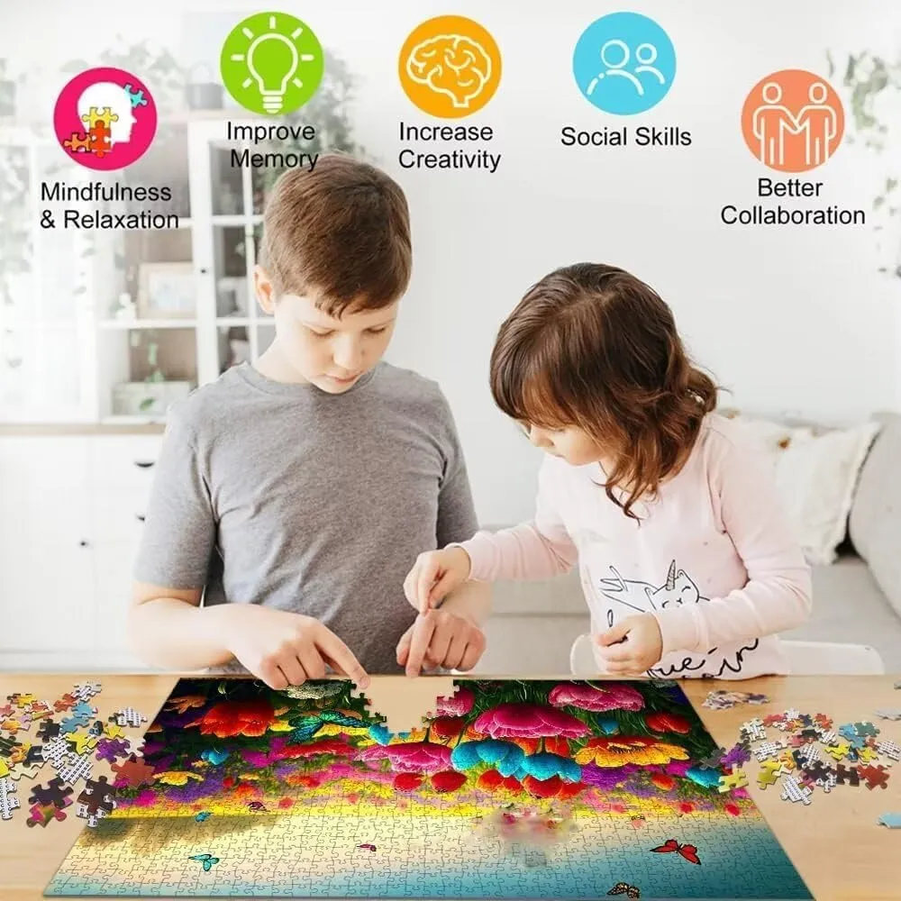 500 Piece Jigsaw Puzzle for Adults Jumping Bass Fish Dragonfly Challenging and Dynamic Puzzle Game for Anglers Nature Fans Wall Decor Gift Family Game Night Fun