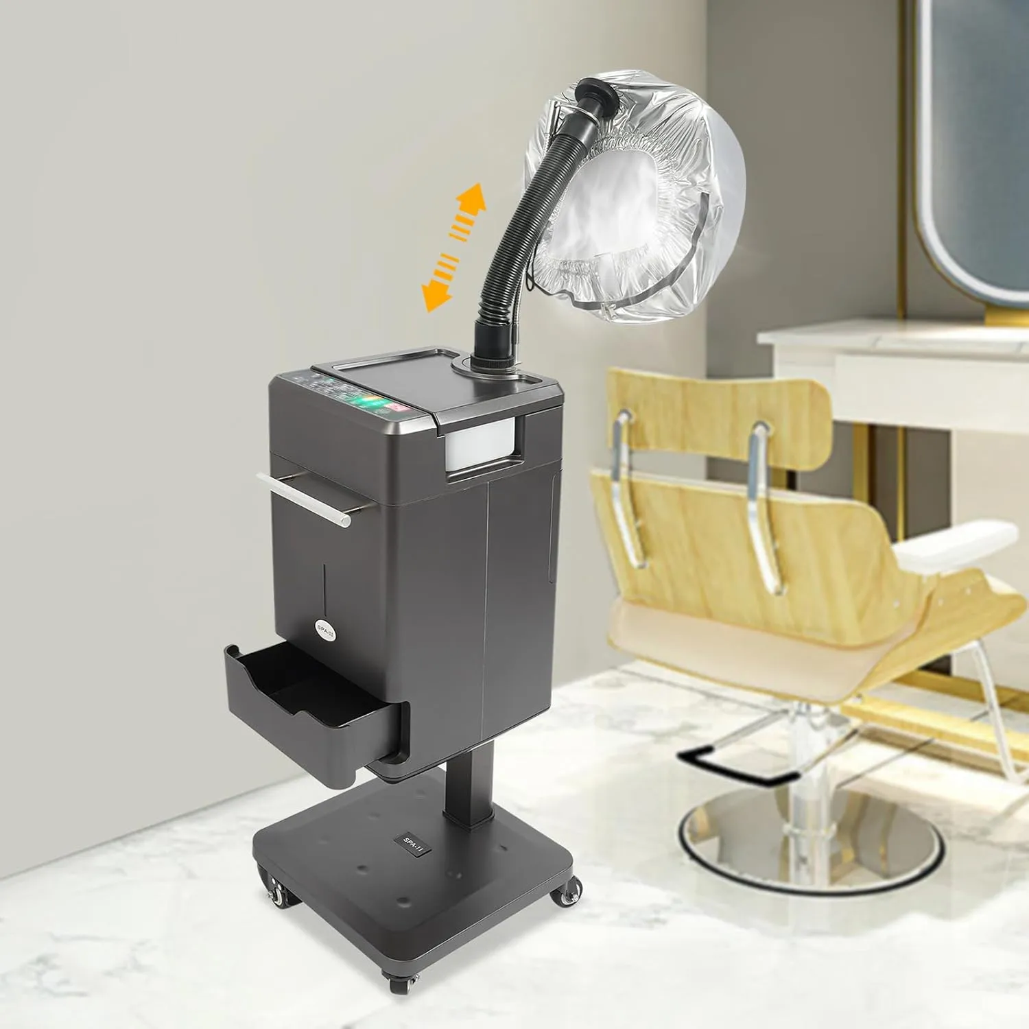500W Multifunctional Anion Hair Dyeing Machine,110V Nano Hair Steamer/Hair Oil Machine Stand Up Base Equipment Vertical Nano Steamer Salon Spa (500W, Gray)