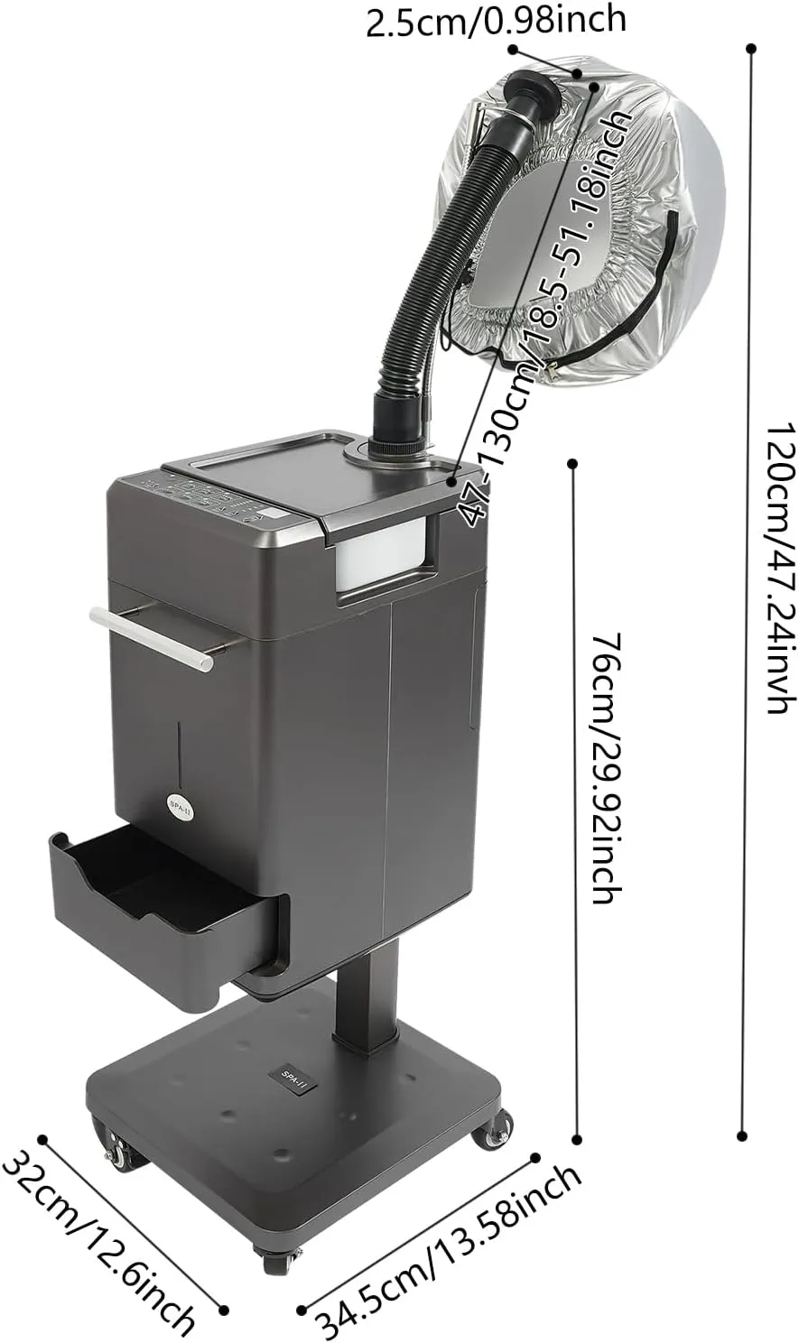 500W Multifunctional Anion Hair Dyeing Machine,110V Nano Hair Steamer/Hair Oil Machine Stand Up Base Equipment Vertical Nano Steamer Salon Spa (500W, Gray)