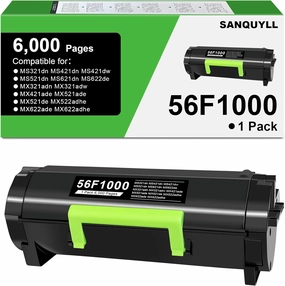 56F1000 High Yield Toner Cartridge Compatible for Lexmark 56F1000 Toner Cartridge for MS321,MX321,MX421,MX521,MX522,MX622 MS421,MS521,MS621,MS622,Laser Printer [6,000 Pages]