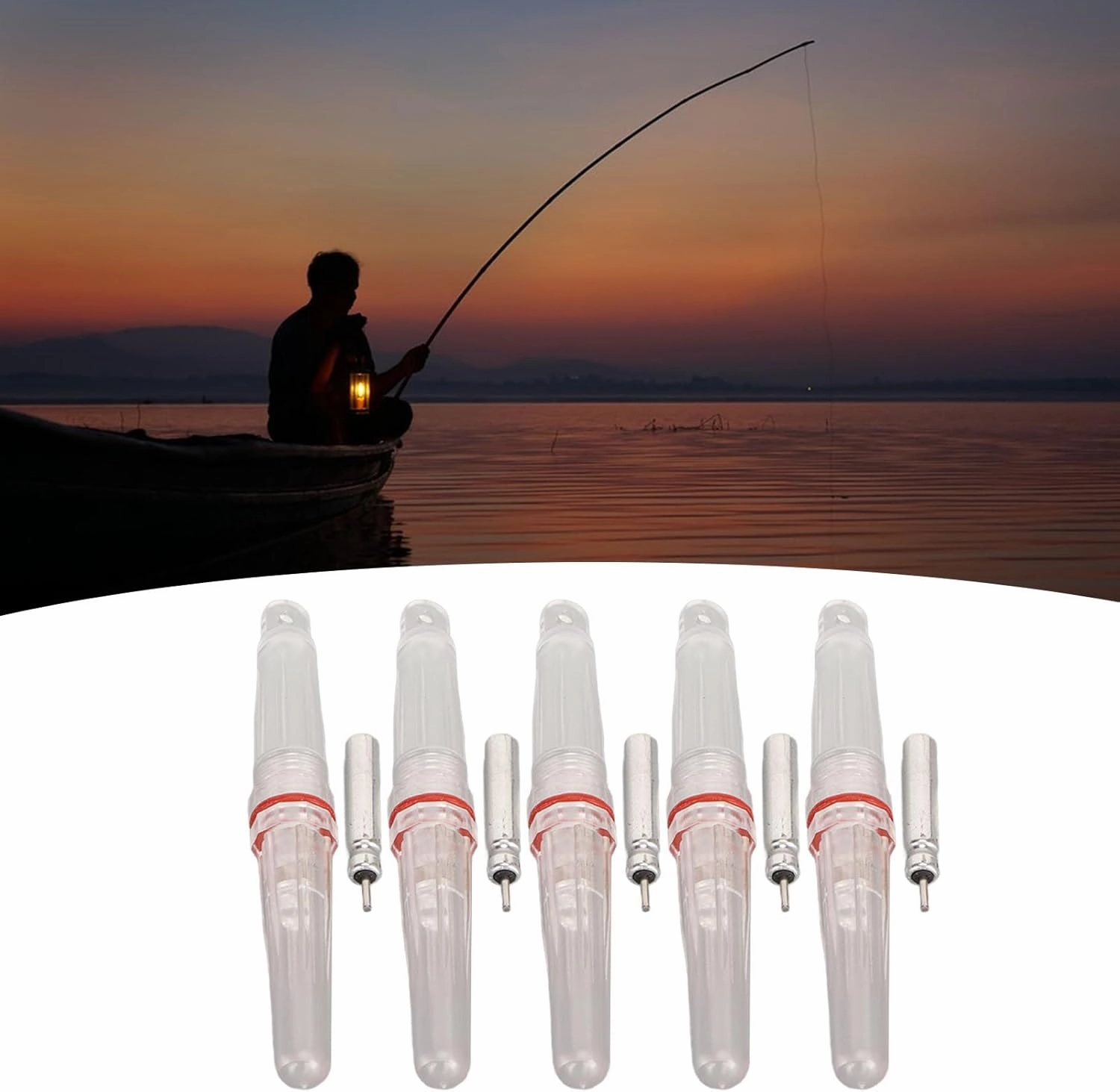 5PCS LED Fishing Lure Light Waterproof Fishing Glow Sticks PE Shell Tight Sealing Reusable Fishing Accessory