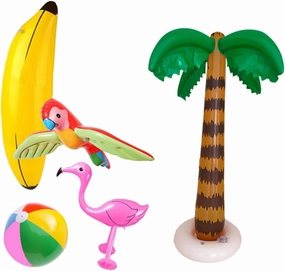 5pcs PVC Inflatable Beach Toys Flamingo Parrot Coconut Tree for Boy Girl Pool Party Playthings Floating Fun