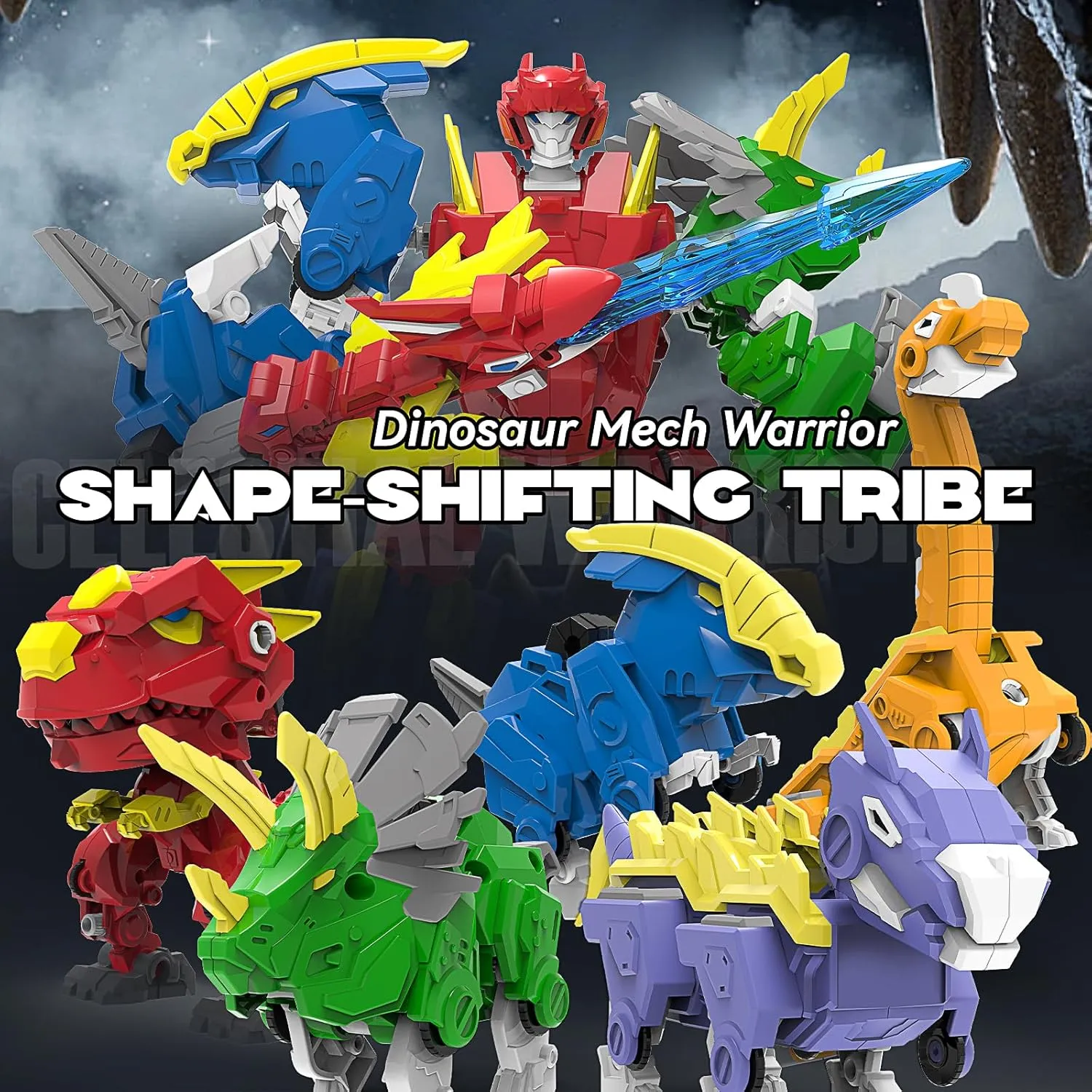 6 Shapes Dinosaur Transforming Robot Toys for Kids 6 , 6 Packs of STEM Transformed Action Figure,s 6-in-1 Dino-Robot Model Toys, Birthday Gifts for Boys Girls Age 6, 7, 8, 9, 10  Years Old