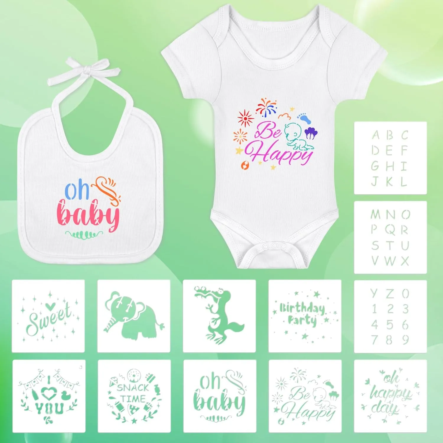 60/110/220 Pcs DIY Baby Bibs Bodysuit Set Baby Shower Game White Baby Bibs White Newborn Bodysuit for Baby Shower
