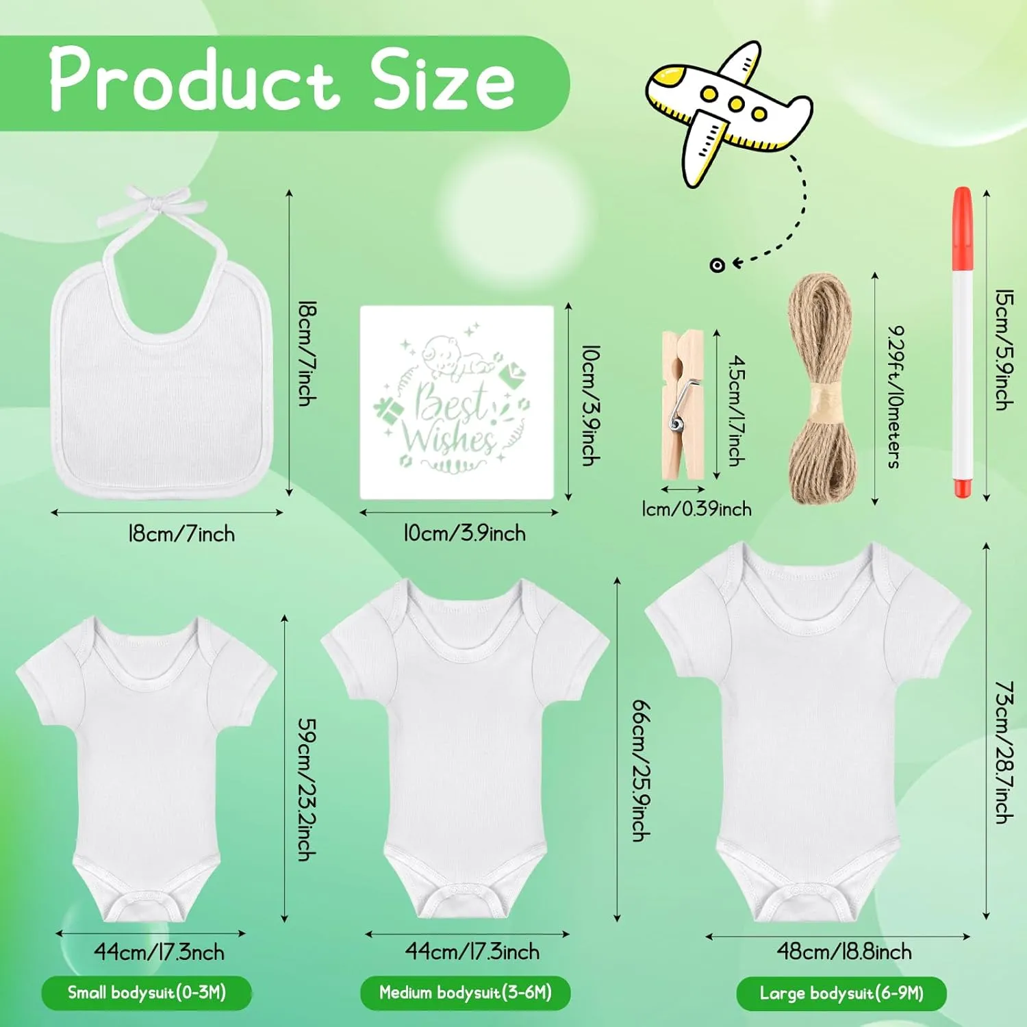 60/110/220 Pcs DIY Baby Bibs Bodysuit Set Baby Shower Game White Baby Bibs White Newborn Bodysuit for Baby Shower