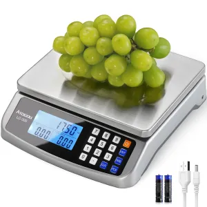 66lb/30kg Commercial Large Digital Kitchen Scale 0.05oz/1g with Price Computing, 304 Stainless Steel Scale, AA Battery or Plug-in Use and LCD Display for Baking, Cooking, Counting Coins LC300
