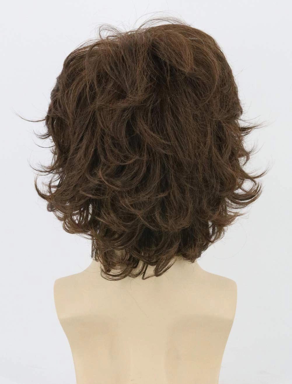 70s Mens Wigs Brown Short Wavy Shaggy Wig Cosplay Halloween Costume Wigs Wig Cap and Beard