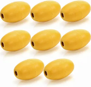 8 Pack Oval Water Float, 5.5" x 3.5" Marine Rope Float Buoy, 0.8" Hole Deep Water Fishing Marker Bulk, Mooring Boat Supplies for Trail Dock Swim Pool Anchor Lines, Yellow