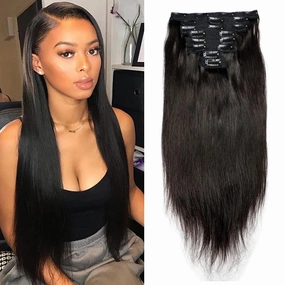 8-30 Inch Brazilian Remy Straight Hair Clip In Human Hair Extensions 200G/Set Natural Color 8 Pieces/Set Full Head For Women (100g/Set, 18inch)