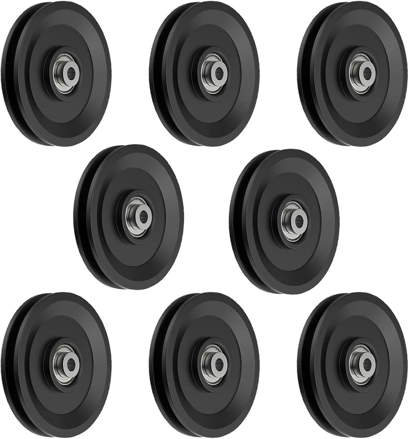 8PCS 115MM/4.5" Nylon Pulley Wheel Replace, Universal Pulley System Gym Workout for Gym Equipment Part Cable Machine, Wearproof Bearing Replace, DIY Gym Pulley System Garage Door Home