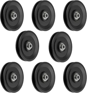 8PCS 115MM/4.5" Nylon Pulley Wheel Replace, Universal Pulley System Gym Workout for Gym Equipment Part Cable Machine, Wearproof Bearing Replace, DIY Gym Pulley System Garage Door Home