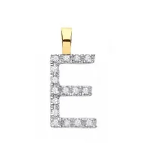 9K Gold & Diamond Letter Pendant Small - E