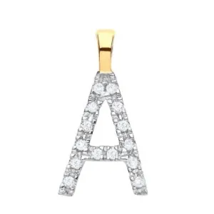 9K Gold & Diamond Letter Pendant Small - Options A To I